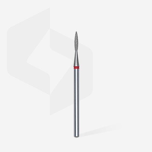 Diamond nail drill bit pointed flame red EXPERT head diameter 1,6 mm / working part 8 mm
