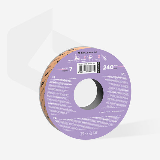 Disposable white abrasive tape papmAm EXPERT 240 grit for the plastic case