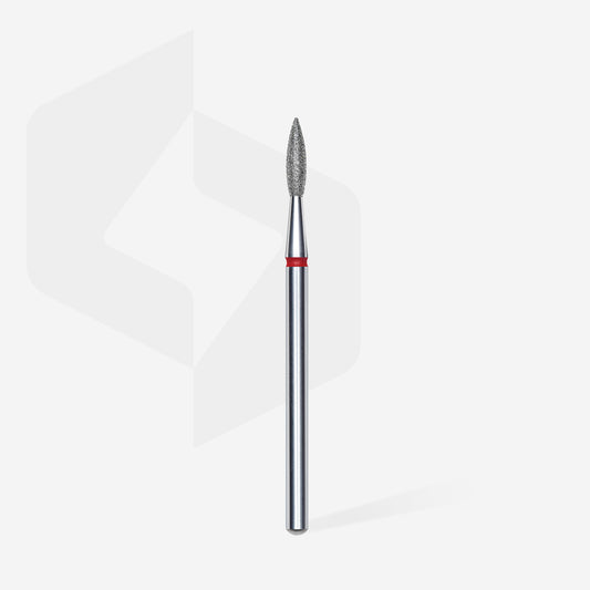 Diamond nail drill bit pointed flame red EXPERT head diameter 2,1 mm / working part 8 mm