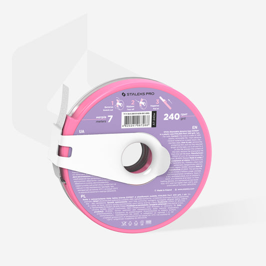 Disposable white abrasive tape EXPERT 240 grit in a plastic case