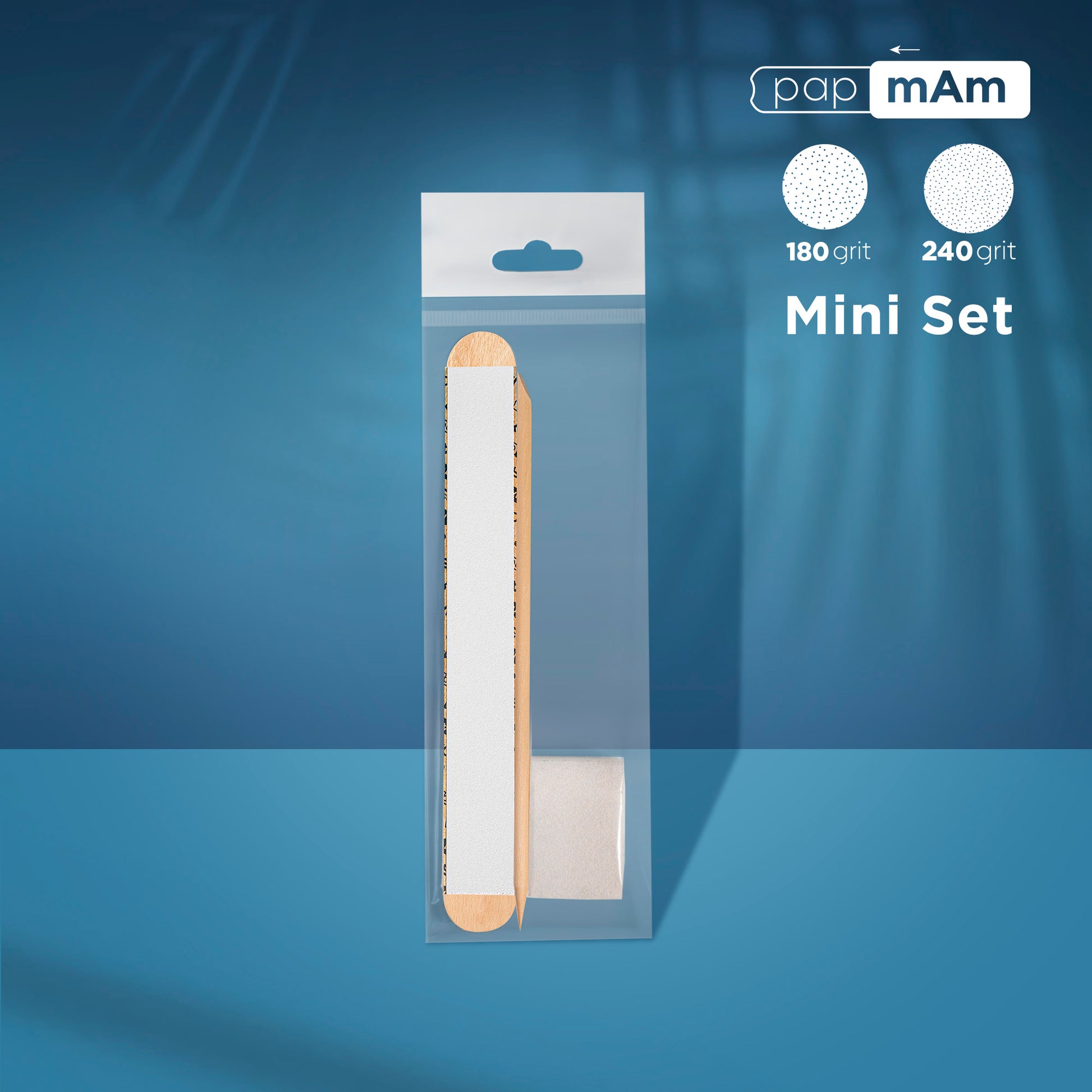 Disposable set EXPERT 30 (papmAm Mix on a wooden
base 100/180 grit, buff 180/240 grit, orange stick 110 mm)