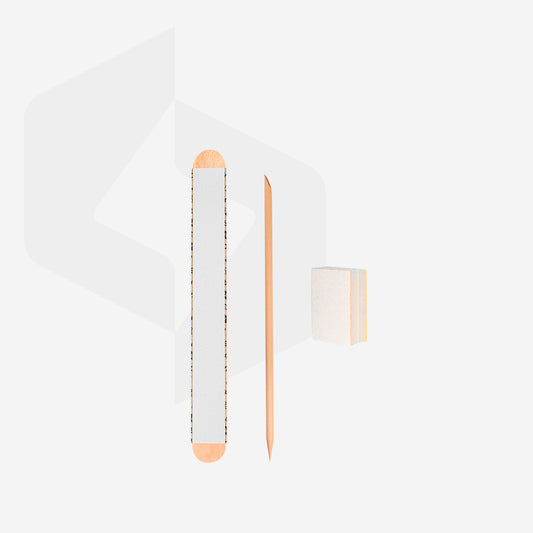 Disposable set EXPERT 30 (papmAm Mix on a wooden
base 100/180 grit, buff 180/240 grit, orange stick 110 mm)